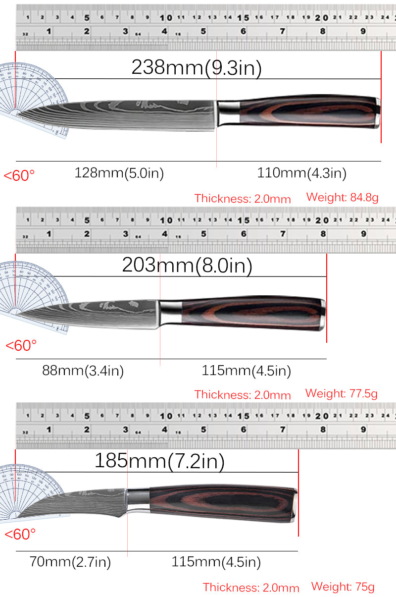 Faca de Tornear em Aço Inoxidável – Santoku