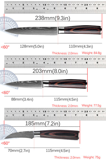 Faca de Tornear em Aço Inoxidável – Santoku